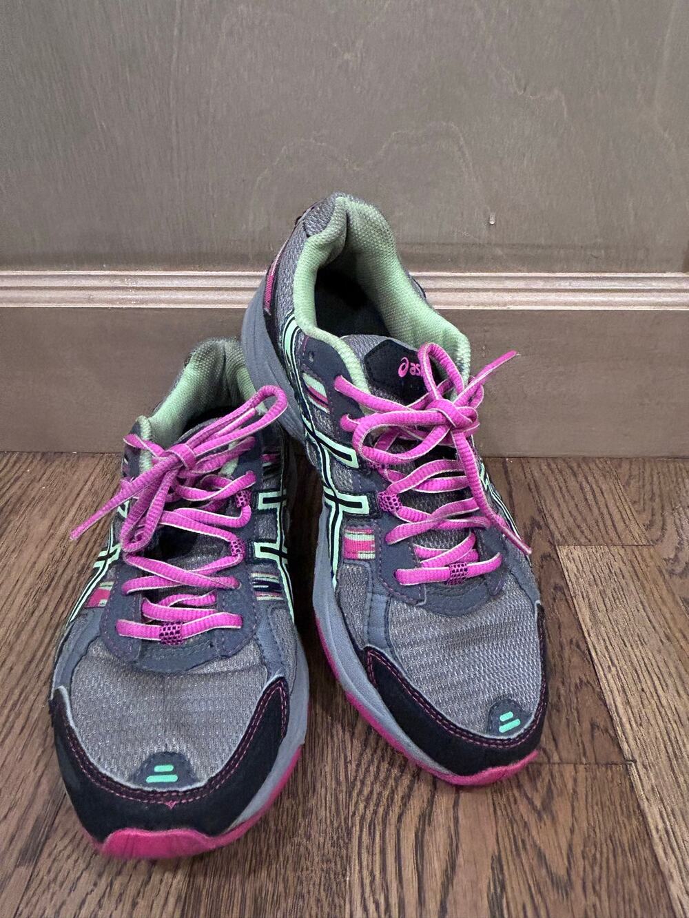 ASICS GEL-Venture 5 Trail Running Shoes Women’s 8 Gray Pink Mint Sneakers Active